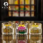 水晶蓮花燭臺大悲咒心經酥油燈座 家用佛前供燈佛燈架蠟燭防風罩