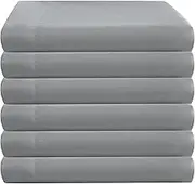 ZPECC Flat Sheets Only - 6 Pack Soft Microfiber Sheets, Bedding Essentials with Color-Coded Label for Hosts of Hotel, Motel, Rental Properties or Airbnb (Light Gray, Full 81"x96")