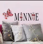 MINNIE MOUSE PERFUME AND LIPSTICK WALL DECALS Girls Removable Disney Sticker New