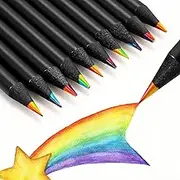 Meanplan 30 Pieces Rainbow Colored Pencils for Kids 7 Color in 1 Black Wooden Rainbow Multi Assorted Vibrant Pencil for Adults Drawing, Sketching