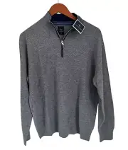 Tailorbyrd Cotton Textured Waffle Quarter-Zip Pullover Gray Size Med