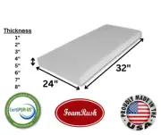 FoamRush 24" x 32" High Density Upholstery Foam Seat Cushion Medium Firm USA