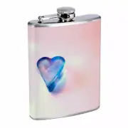 Blue Heart Em2 Flask 8oz Stainless Steel Hip Drinking Whiskey