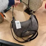 Coach Shoulder Bag Teri In Signature Canvas Sling Bag Women's (Black Coffee)