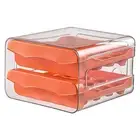 Transparent Egg Container Gray Dispenser Double Layer Storage Box with 32 Grids