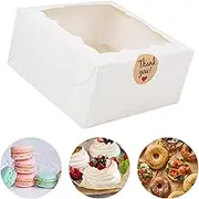 AISEY 4x4x2.5 Inches White Bakery Boxes with Window, Cookie Boxes, Mini Cake Boxes, Dessert, Pastry, Small Treat Boxes, 50 Pcs