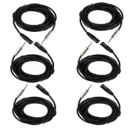 6Pcs 25FT XLR 3-Pin Male Cables to 6.35mm 1/4" Stereo Mono Shielded Cable Cords