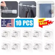 10x Self-Adhesive Rod Bracket Hooks Do Not Require Drilled Curtain Rod Brackets