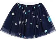 [Camilife] Baby Toddler Kids Girls Tutu Skirt Princess Skirt Mini Skirt Tulle Skirt Ballet Tutu Skirt Short Skirt with Elastic Waistband Cosmic Theme Style Star Pattern for 2-12 Years Old