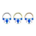 Surgical Steel Septum Clicker Ring 16 Gauge with 5 Marquise Opal