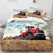 v248 Bed Sheets Tractor Farm Bedding Set,Duvet Cover Comforter Bed Set Quilt Cover Pillowcase,King Queen Twin Size Boys Girls Adults 3-Piece Bedding S