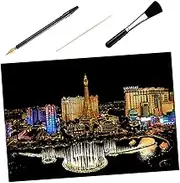 1 Set 4pcs Night Scratching Drawing Scratch Painting Scratch off Scratch Painting for Adults Scratch Paper for Arts and Crafts for Adults Wooden Black