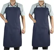 Waterproof Rubber Vinyl Apron with 2 Pockets - Chemical Resistant Work Cloth - Adjustable Bib Butcher Apron - Best for DishWashing, Lab Work, Butcher, Dog Grooming, Cleaning Fish