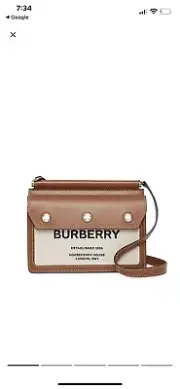 Brand New Burberry mini Horseferry print leather and canvas title bag