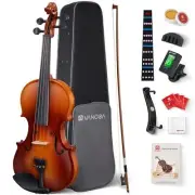 Vangoa Violin 4/4 Full Size Set Fiddle, Handcrafted Starter Acoustic Violins Kit