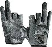 Fishing Gloves | 3 Cut Fingers Touchscreen Fishing Gloves,Fingerless Fish Accessories UV Protection Hand Protector for Kayaking, Rowing & Paddling