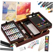 Art Supplies, Deluxe Wooden Art Set Crafts Drawing Painting Kit with 2 Sketch