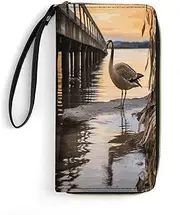 [BFGWK] Large Wallet Novelty Wild Goose by The Bridge Printing Long Wallet With Zipper Leather Wallet Suitable For Both Men And Women, style, 19.7x10.5cm, Style, 19.7x10.5cm, 现代