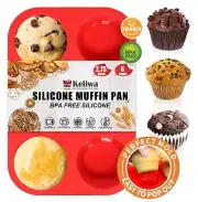 keliwa 6 Cups Jumbo Muffin Pan-Silicone Texas Muffin PanSilicone Cupcake Pan ...