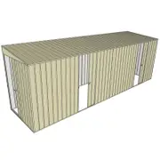 Build-a-Shed 1.5 x 6 x 2m Sliding Door Tunnel Shed With 2 Sliding Side Doors - Cream