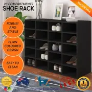 Modern Shoe Rack Sneaker Shoes Storage Cabinet 20 Compartments Organizer Black