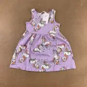H&M Toddler Girl Size 2T Light Purple Unicorn Printed Sleeveless Dress NWT