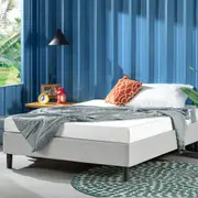 Zinus Curtis Essential Upholstered Light Grey Fabric Bed Frame
