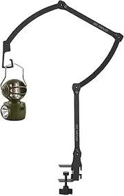 [Generic] Folding Lamp Stand Holder - Adjustable Folding Camping Light Pole - Folding Lamp Stand Camping Light Poles Outdoor Lamp Stand Hook for Traveling Black