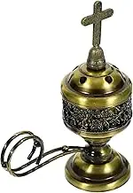 Cabilock Incense Burner,Charcoal Censer Christian Church Incense Holder Incense Cones Aromatherapy Fragrance Ornament for Yoga, Spa Green