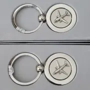 (2) Lockheed Martin Metal Spinner Key Ring Advertising Keychain Jet Airplane