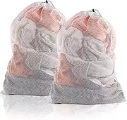2 Pack Extra Large Mesh Laundry Bag with Drawstring, 23.6×35.4inch Washing Bag Net for Washing Machine, Washing Bags for Travel, Delicates, College Dorm