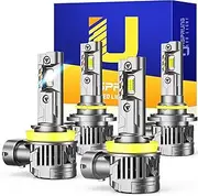 Ursprung H11 9005 Fog Light Bulbs Combo, 90000LM 10X Super Brighter, 1:1 Size Easy Installation 9005 H11 Fog Driving Light Bulbs, Plug-N-Play Canbus Ready, Pack of 4