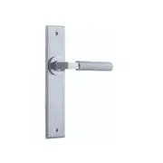 Iver Brunswick Door Lever Handle on Chamfered Backplate Brushed Chrome