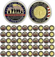 CHURYUML 50Pcs Military Challenge Coins Veterans Coin Thank You for Your Service Veterans Day Gifts Christmas Thanksgiving Military Commemorative Gift for Men Women Army Navy Marine Corps