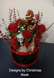 Christmas Centerpiece, Musical Theme, Drum 17 "×11", Flameless LED Candle
