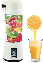 Mini USB Blender for Shakes and Smoothies 13.5 Oz Juicer Cup Type-C Personal Blender with Ultra Sharp Six Blades,BPA Free Mini USB Blender–Ideal for Traveling, Gym, Office-White