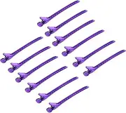 12Pcs Sectioning Clip Barrette Metal Duckbill Clip Hair Grip Clamps Salon Barber Hairdressing Styling Tools, Purple