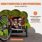 Toddler Bike Trailer Double Seat 2 in 1 Canopy Stroller Foldable Child Carrier