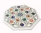 white 12" Marble side corner Table Top Marquetry precious stones home Decor