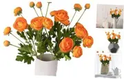 5 Stems Artificial Silk Ranunculus Flowers Orange 23" Tall,UV