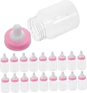 GLEAVI 24pcs Pink Cartoon Mini Feeding Candy Bottles Transparent Decorative Shower Favors for Games Table Decor and Sweet Treats