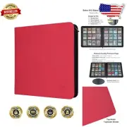 Premium Quality Red 12-Pocket Ringless Album - Card Storage for TCG Collectors