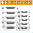 Stackable Glass Meal Prep Containers 10-Pack - Microwave, Oven, Dishwasher Safe