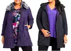 TS TAKING SHAPE plus sz S-M / 18 Taffeta Puffy REVERSIBLE Coat detach collar NWT