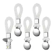5 Pcs Tea Towel Clips, 1" Silver Hand Towel Clip Hooks, White