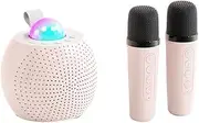 xioaue Portable Bluetooth Karaoke Speaker Outdoor Portable Color Ambient Light Home Karaoke Music Center Sound System Pink