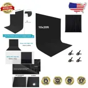 Versatile 10X20ft Black Polyester Backdrop Curtain for Events & Photoshoots