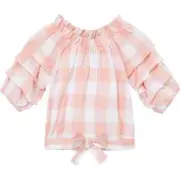 Nordstrom Habitual Kids' Girl's Gathered Gingham Top, Pink