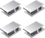 4 Pack Aerometal Glass Clamp, Adjustable Wood/Glass Shelf Bracket, Holder Bracket Clamp, Cabinet Cupboard for Glass 8-12mm Thickness, 180 Degrees