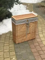 NEW!! wicker laundry hamper bathroom linen storage bin basket with lid natural r